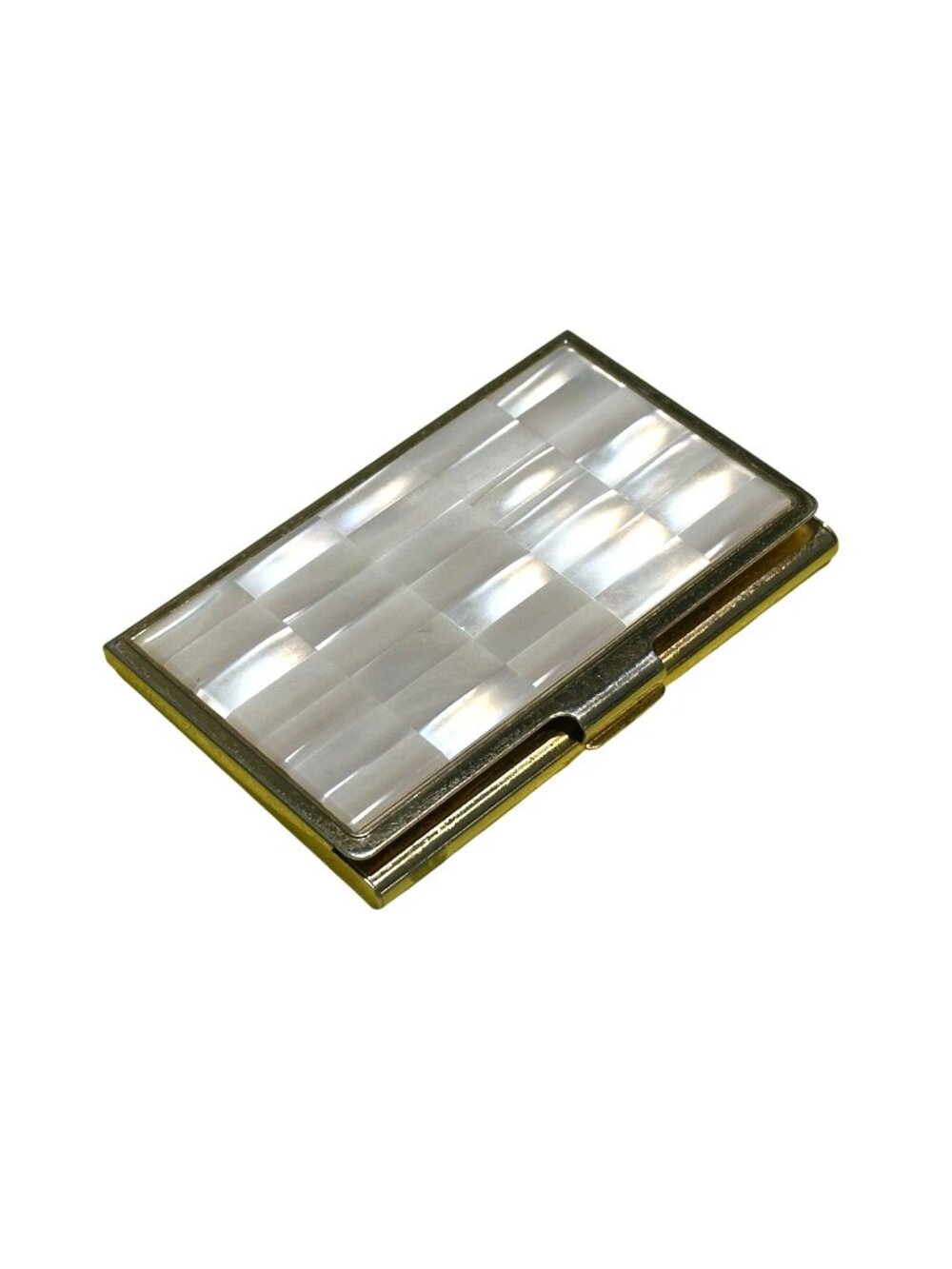 Vintage Colibri Gold Tone Cigarette Case Mother of Pearl Style Card Holder